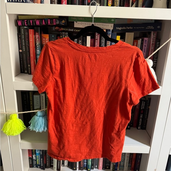 Madewell classic Women's V-Neck Orange red Top cotton tee T-shirt basic - Picture 3 of 4
